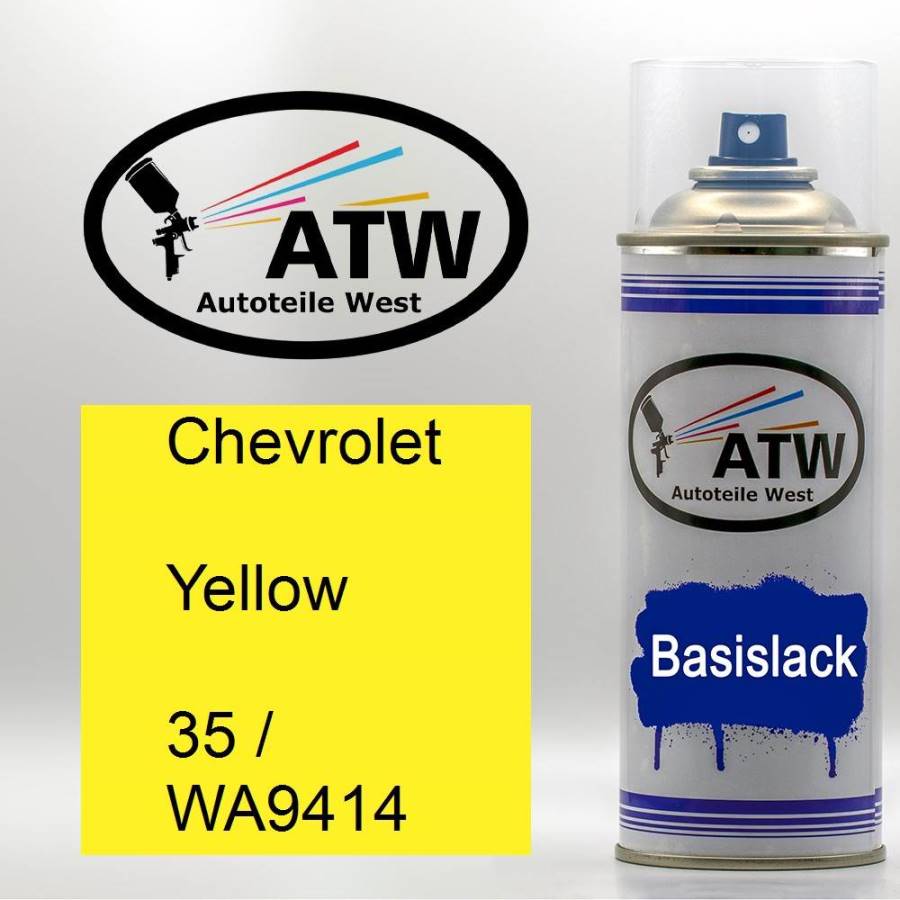 Chevrolet, Yellow, 35 / WA9414: 400ml Sprühdose, von ATW Autoteile West.